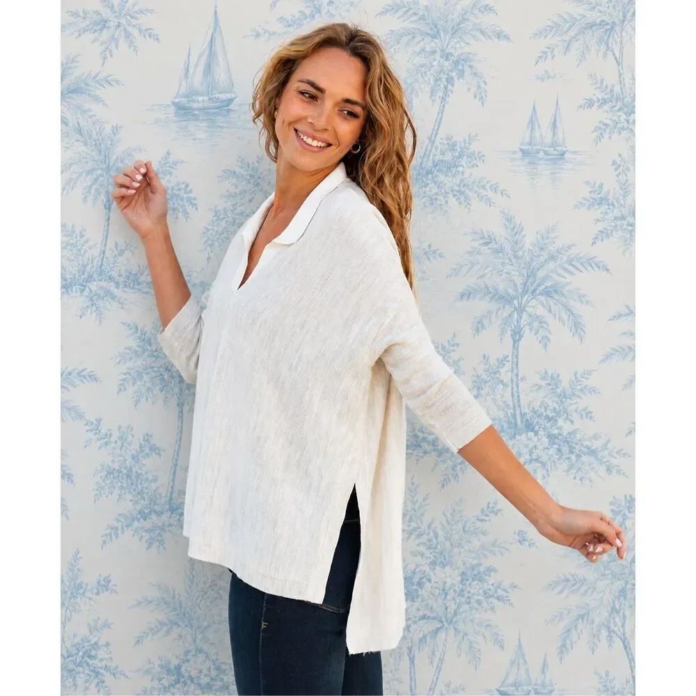 MerSea Catalina Polo Sweater in White/Sea Salt, O/S A20